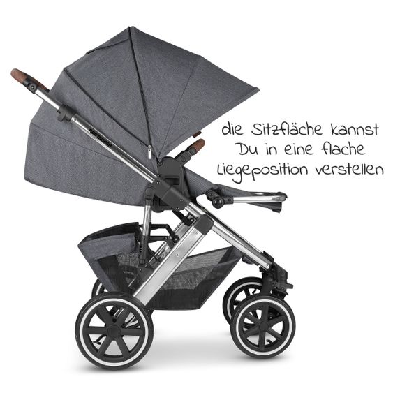 ABC Design 3in1 Kinderwagen-Set Salsa 4 Air - inkl. Babywanne, Autositz Tulip, Sportsitz und Zubehörpaket - Diamond Edition - Asphalt