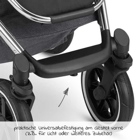 ABC Design 3in1 Kinderwagen-Set Salsa 4 Air - inkl. Babywanne, Autositz Tulip, Sportsitz und Zubehörpaket - Diamond Edition - Asphalt