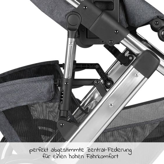 ABC Design 3in1 Kinderwagen-Set Salsa 4 Air - inkl. Babywanne, Autositz Tulip, Sportsitz und Zubehörpaket - Diamond Edition - Asphalt