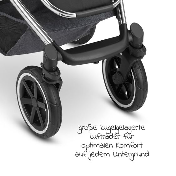 ABC Design 3in1 Kinderwagen-Set Salsa 4 Air - inkl. Babywanne, Autositz Tulip, Sportsitz und Zubehörpaket - Diamond Edition - Asphalt