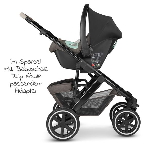 ABC Design 3in1 Kinderwagen-Set Salsa 4 Air - inkl. Babywanne, Autositz Tulip, Sportsitz und Zubehörpaket - Diamond Edition - Herb