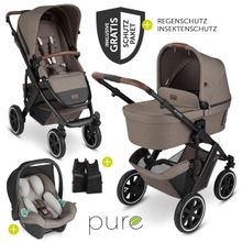 3in1 Kinderwagen-Set Salsa 4 Air - inkl. Babywanne, Autositz Tulip, Sportsitz und Zubehörpaket - Pure Edition - Nature