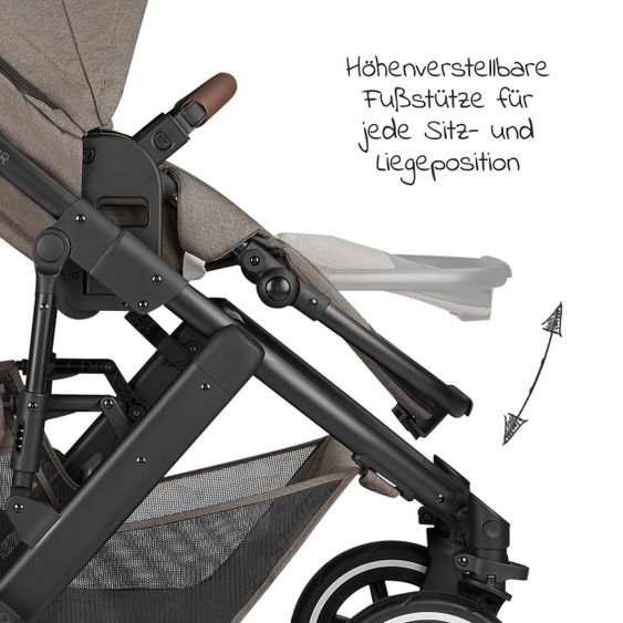 ABC Design 3in1 Kinderwagen-Set Salsa 4 Air - inkl. Babywanne, Autositz Tulip, Sportsitz und Zubehörpaket - Pure Edition - Nature