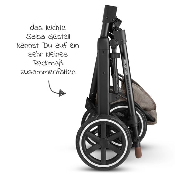 ABC Design 3in1 Kinderwagen-Set Salsa 4 Air - inkl. Babywanne, Autositz Tulip, Sportsitz und Zubehörpaket - Pure Edition - Nature