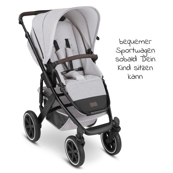 ABC Design 3in1 Kinderwagen-Set Salsa 4 Air - inkl. Babywanne, Babyschale Tulip Black, Sportsitz und Zubehörpaket - Fashion Edition - Mineral