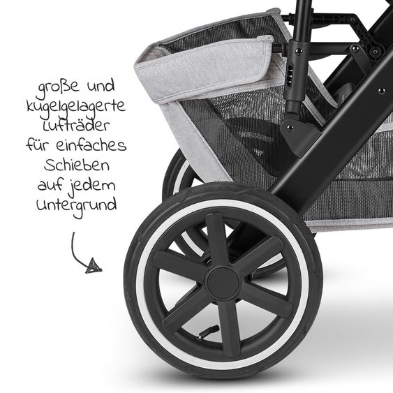 ABC Design 3in1 Kinderwagen-Set Salsa 4 Air - inkl. Babywanne, Babyschale Tulip Black, Sportsitz und Zubehörpaket - Fashion Edition - Mineral