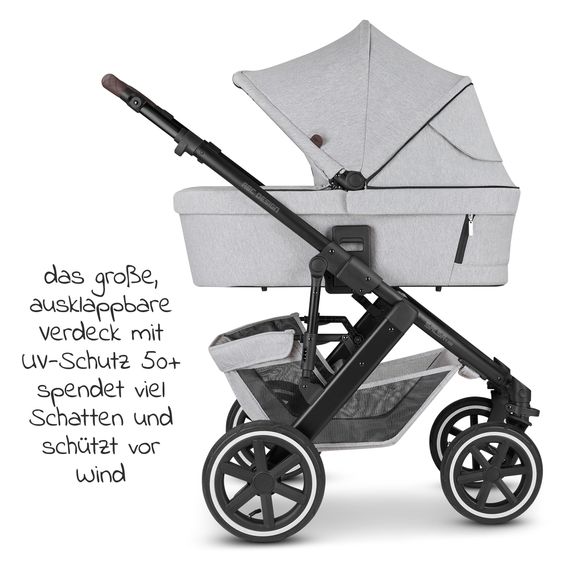 ABC Design 3in1 Kinderwagen-Set Salsa 4 Air - inkl. Babywanne, Babyschale Tulip Black, Sportsitz und Zubehörpaket - Fashion Edition - Mineral