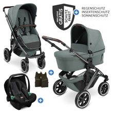 3in1 Kinderwagen-Set Salsa 4 Air - inkl. Babywanne, Babyschale Tulip, Sportsitz mit XXL Zubehörpaket - Aloe