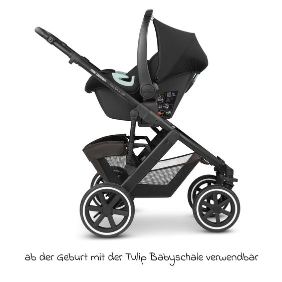 ABC Design 3in1 Kinderwagen-Set Salsa 4 Air - inkl. Babywanne, Babyschale Tulip, Sportsitz mit XXL Zubehörpaket - Cloud