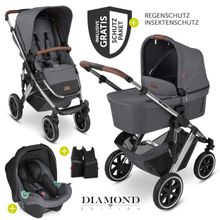 Set passeggino 3in1 Salsa 4 Air - include navicella, marsupio Tulip, seggiolino sportivo e pacchetto accessori - Diamond Edition - Asfalto