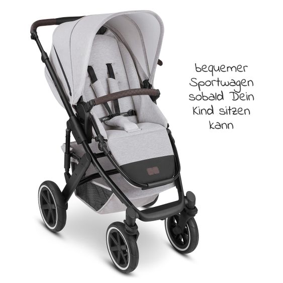 ABC Design 3in1 Kinderwagen-Set Salsa 4 Air - inkl. Babywanne, Tulip, Sportsitz, Wickeltasche & Fußsack - Fashion Edition - Mineral