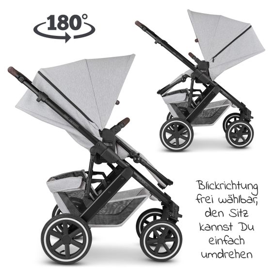 ABC Design 3in1 Kinderwagen-Set Salsa 4 Air - inkl. Babywanne, Tulip, Sportsitz, Wickeltasche & Fußsack - Fashion Edition - Mineral