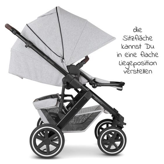 ABC Design 3in1 Kinderwagen-Set Salsa 4 Air - inkl. Babywanne, Tulip, Sportsitz, Wickeltasche & Fußsack - Fashion Edition - Mineral