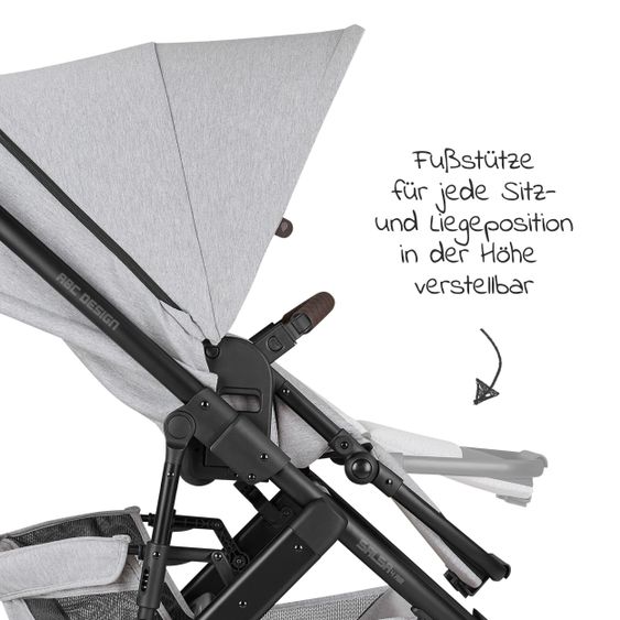 ABC Design 3in1 Kinderwagen-Set Salsa 4 Air - inkl. Babywanne, Tulip, Sportsitz, Wickeltasche & Fußsack - Fashion Edition - Mineral