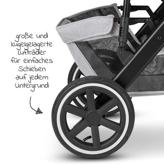 ABC Design 3in1 Kinderwagen-Set Salsa 4 Air - inkl. Babywanne, Tulip, Sportsitz, Wickeltasche & Fußsack - Fashion Edition - Mineral