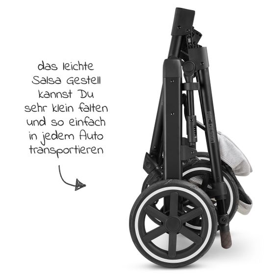 ABC Design 3in1 Kinderwagen-Set Salsa 4 Air - inkl. Babywanne, Tulip, Sportsitz, Wickeltasche & Fußsack - Fashion Edition - Mineral