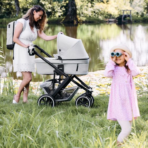 ABC Design 3in1 Kinderwagen-Set Salsa 4 Air - inkl. Babywanne, Tulip, Sportsitz, Wickeltasche & Fußsack - Fashion Edition - Mineral