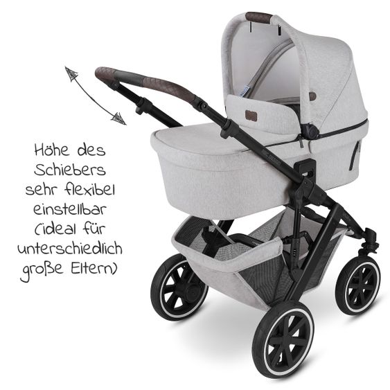 ABC Design 3in1 Kinderwagen-Set Salsa 4 Air - inkl. Babywanne, Tulip, Sportsitz, Wickeltasche & Fußsack - Fashion Edition - Mineral