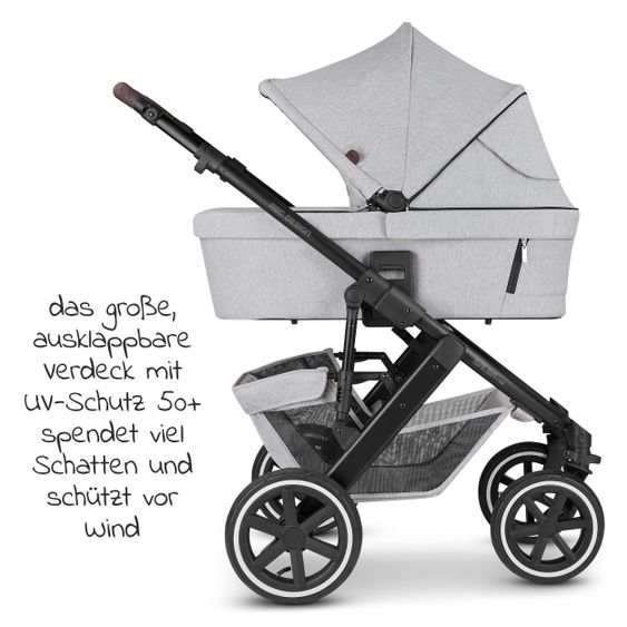 ABC Design 3in1 Kinderwagen-Set Salsa 4 Air - inkl. Babywanne, Tulip, Sportsitz, Wickeltasche & Fußsack - Fashion Edition - Mineral