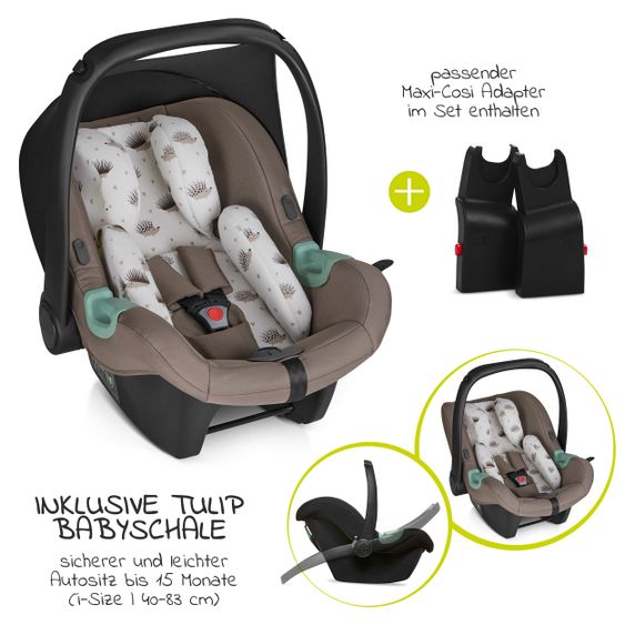 ABC Design 3in1 Kinderwagen-Set Salsa 4 Air Starter Set inkl. Tulip und XXL Zubehörpaket - Pure Edition - Cream
