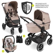 3in1 Kinderwagen-Set Salsa 4 Air Starter Set inkl. Tulip und XXL Zubehörpaket - Pure Edition - Grain Teddy