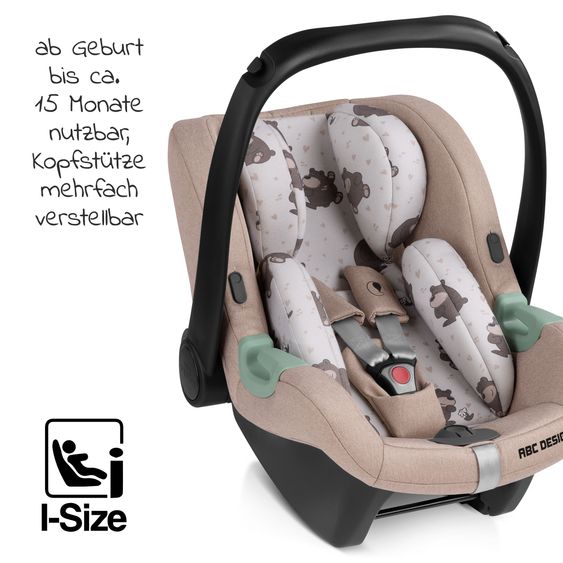 ABC Design 3in1 Kinderwagen-Set Salsa 4 Air Starter Set inkl. Tulip und XXL Zubehörpaket - Pure Edition - Grain Teddy