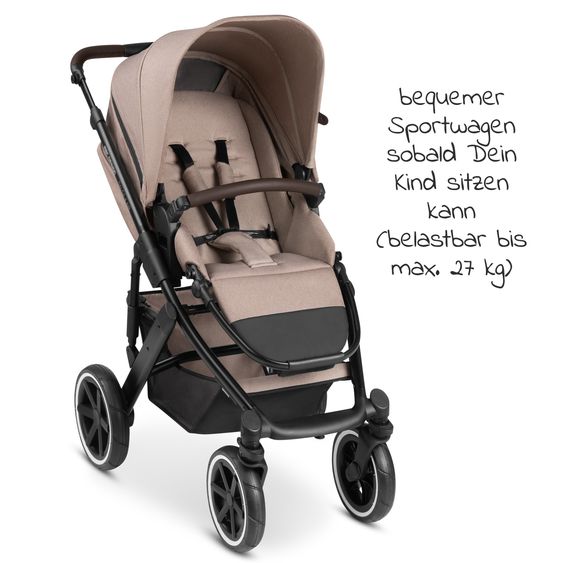 ABC Design 3in1 Kinderwagen-Set Salsa 4 Air Starter Set inkl. Tulip und XXL Zubehörpaket - Pure Edition - Grain Teddy