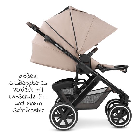 ABC Design 3in1 Kinderwagen-Set Salsa 4 Air Starter Set inkl. Tulip und XXL Zubehörpaket - Pure Edition - Grain Teddy