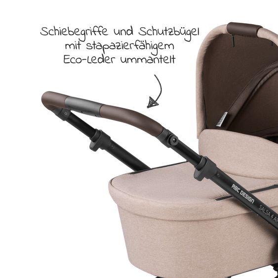 ABC Design 3in1 Kinderwagen-Set Salsa 4 Air Starter Set inkl. Tulip und XXL Zubehörpaket - Pure Edition - Grain Teddy