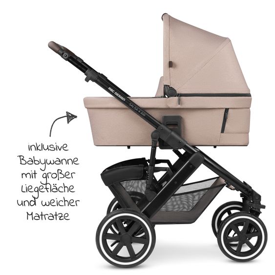 ABC Design 3in1 Kinderwagen-Set Salsa 4 Air Starter Set inkl. Tulip und XXL Zubehörpaket - Pure Edition - Grain Teddy