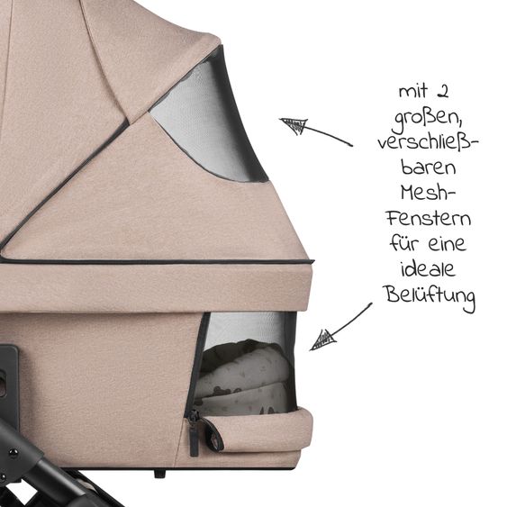 ABC Design 3in1 Kinderwagen-Set Salsa 4 Air Starter Set inkl. Tulip und XXL Zubehörpaket - Pure Edition - Grain Teddy