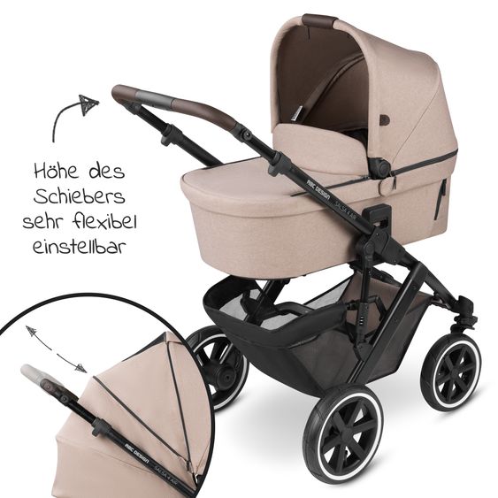 ABC Design 3in1 Kinderwagen-Set Salsa 4 Air Starter Set inkl. Tulip und XXL Zubehörpaket - Pure Edition - Grain Teddy
