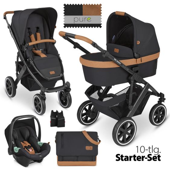 ABC Design 3in1 Kinderwagen-Set Salsa 4 Air Starter Set inkl. Tulip und XXL Zubehörpaket - Pure Edition - Toffee