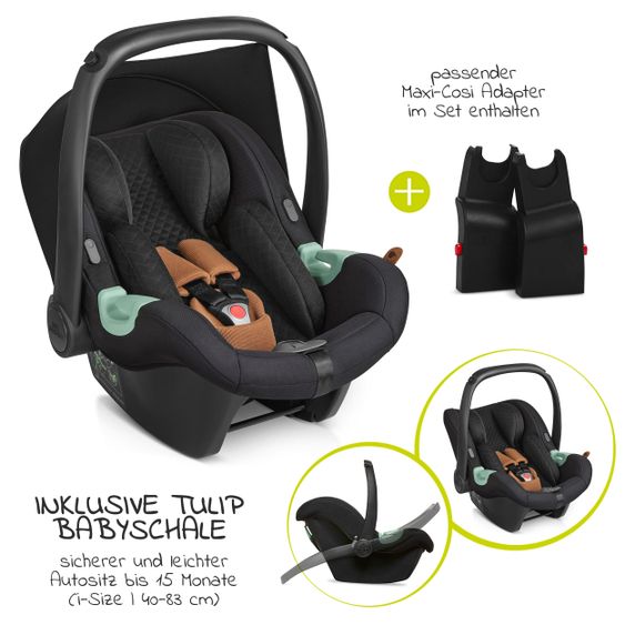 ABC Design 3in1 Kinderwagen-Set Salsa 4 Air Starter Set inkl. Tulip und XXL Zubehörpaket - Pure Edition - Toffee