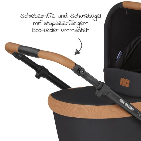 ABC Design 3in1 Kinderwagen-Set Salsa 4 Air Starter Set inkl. Tulip und XXL Zubehörpaket - Pure Edition - Toffee