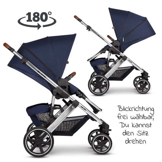 ABC Design 3in1 Kinderwagen-Set Salsa 4 - inkl. Babyschale Tulip & XXL Zubehörpaket - Diamond Edition - Navy