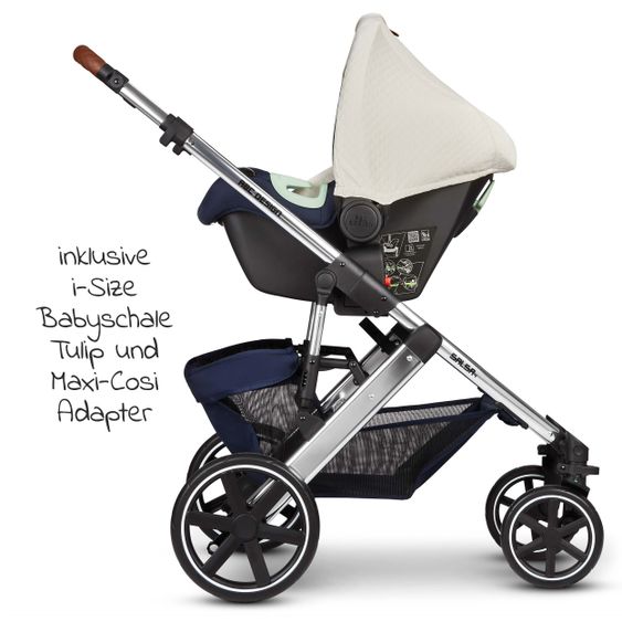 ABC Design 3in1 Kinderwagen-Set Salsa 4 - inkl. Babyschale Tulip & XXL Zubehörpaket - Diamond Edition - Navy