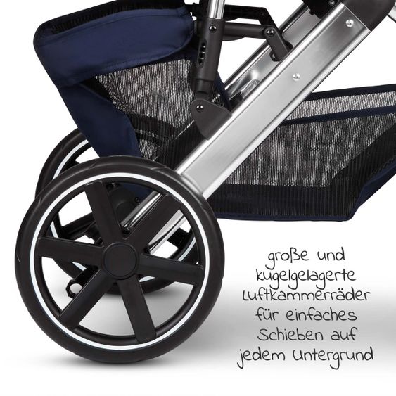 ABC Design 3in1 Kinderwagen-Set Salsa 4 - inkl. Babyschale Tulip & XXL Zubehörpaket - Diamond Edition - Navy