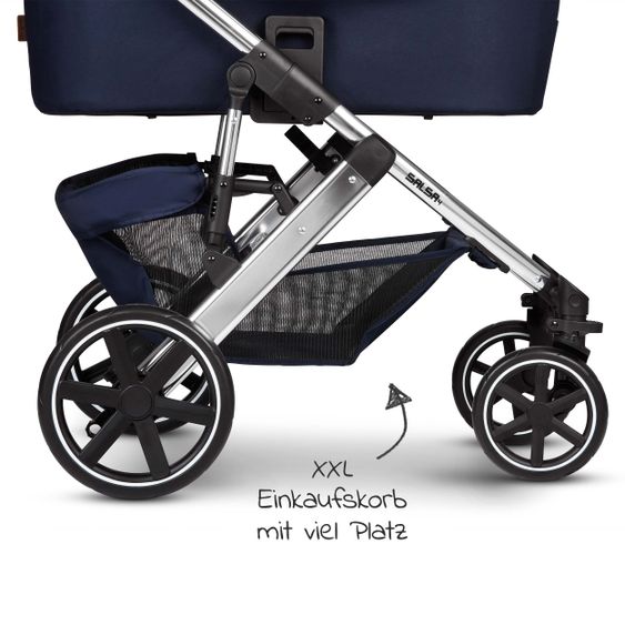 ABC Design 3in1 Kinderwagen-Set Salsa 4 - inkl. Babyschale Tulip & XXL Zubehörpaket - Diamond Edition - Navy