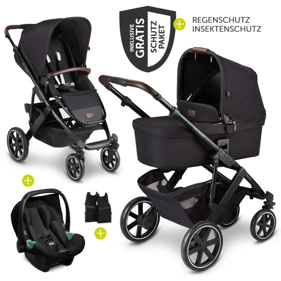 ABC Design 3in1 Stroller Set Salsa 4 - incl. Baby Car Seat Tulip & XXL Accessory Pack - Fashion Edition - Midnight