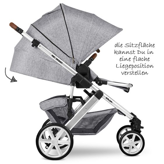 ABC Design Set passeggino 3in1 Salsa 4 - incluso marsupio Tulip e pacchetto accessori XXL - Grigio Grafite