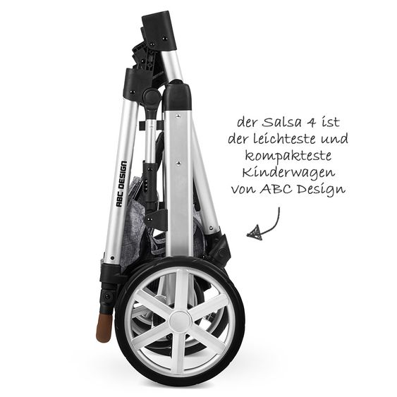 ABC Design Set passeggino 3in1 Salsa 4 - incluso marsupio Tulip e pacchetto accessori XXL - Grigio Grafite