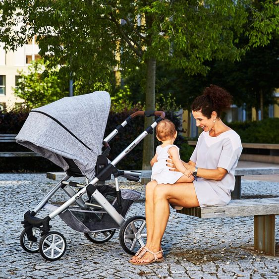 ABC Design Set passeggino 3in1 Salsa 4 - incluso marsupio Tulip e pacchetto accessori XXL - Grigio Grafite