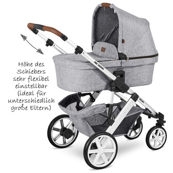 ABC Design Set passeggino 3in1 Salsa 4 - incluso marsupio Tulip e pacchetto accessori XXL - Grigio Grafite