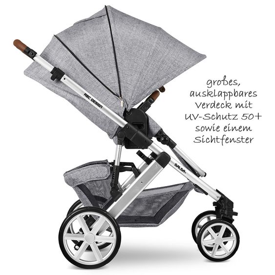 ABC Design Set passeggino 3in1 Salsa 4 - incluso marsupio Tulip e pacchetto accessori XXL - Grigio Grafite