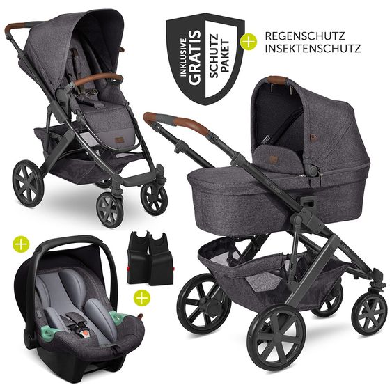 ABC Design 3in1 Kinderwagen-Set Salsa 4 - inkl. Babyschale Tulip & XXL Zubehörpaket - Street