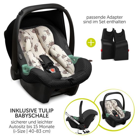ABC Design 3in1 Kinderwagen-Set Salsa 4 - inkl. Babyschale, Wickeltasche & Fußsack - Fashion Edition - Fox