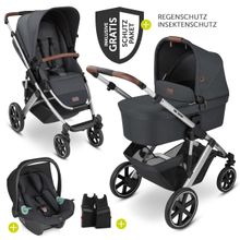 3in1 Kinderwagen-Set Salsa 4 - inkl. Babywanne, Babyschale Tulip, Sportsitz und Zubehörpaket - Storm