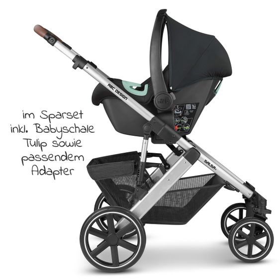 ABC Design 3in1 Kinderwagen-Set Salsa 4 - inkl. Babywanne, Babyschale Tulip, Sportsitz und Zubehörpaket - Storm