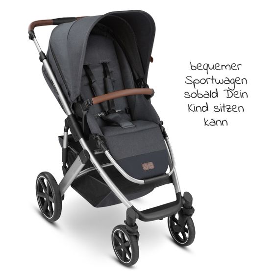 ABC Design 3in1 Kinderwagen-Set Salsa 4 - inkl. Babywanne, Babyschale Tulip, Sportsitz und Zubehörpaket - Storm